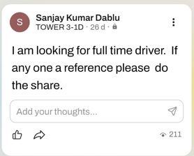 Full time Car driver needed